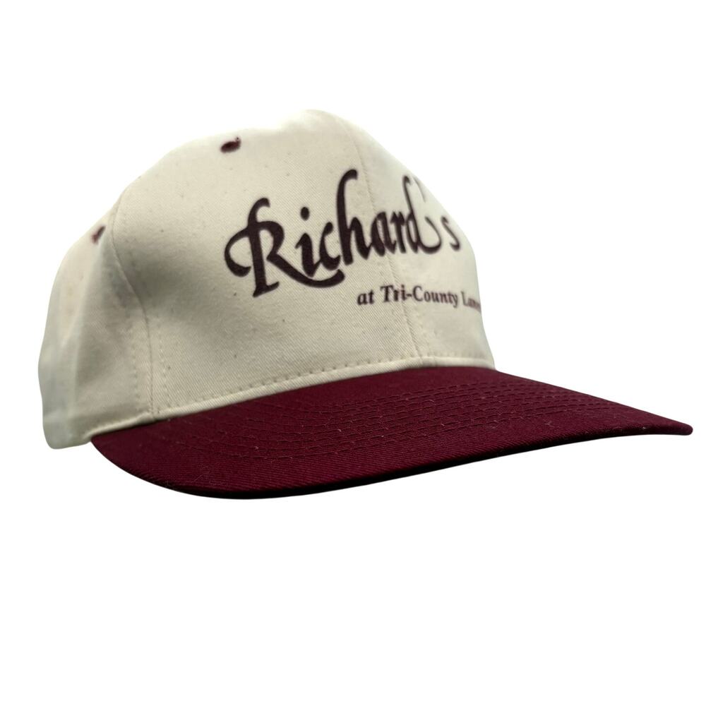 Vintage KC Snapback Hat Richard’s Tri County Lanes Script Two Tone Cap